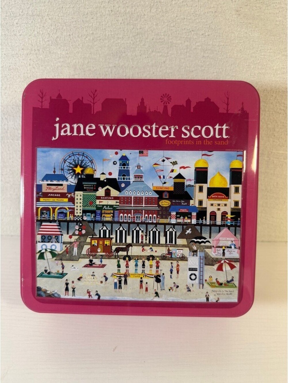 Jane Wooster Scott Footprints in the Sand Puzzle in Tin Box CEACO COMPLETE